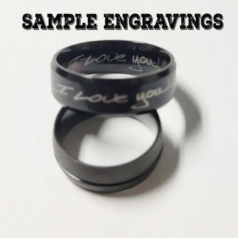 Personalized Engraved Men's Black Cable Inlay Promise Ring - Guys Promise Ring - Picture 4 of 8